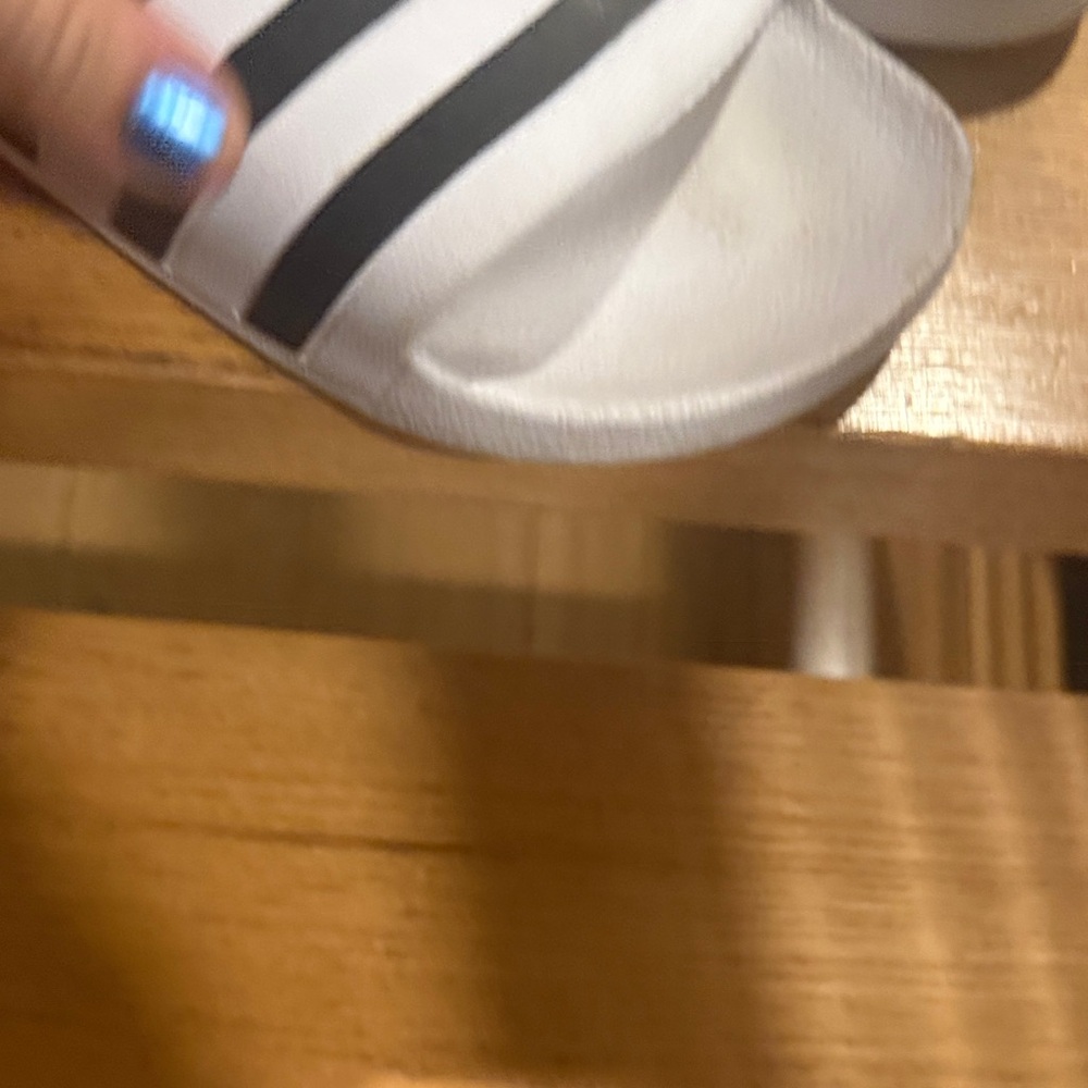 Adidas White Slides with Black Stripes - Picture 4 of 6